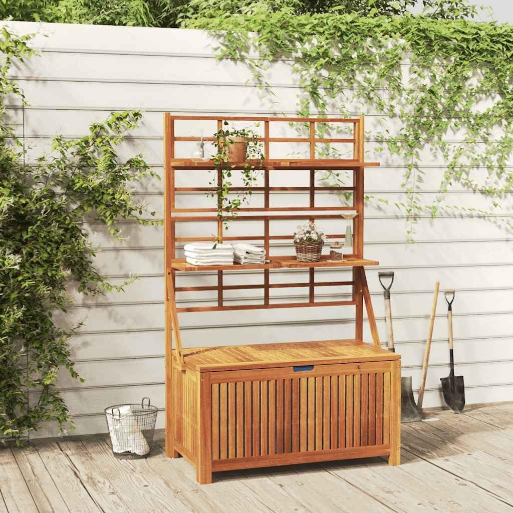  Coffre De Rangement Avec Treillis En Bois D'acacia Massif - 99 X 55 X 160 Cm - Résistant Aux Intempéries - Avec 4 étagères Réglables - Pour Balcon, Terrasse, Extérieur