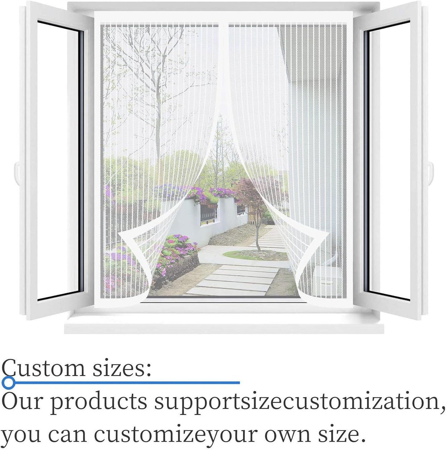  Window Mosquito Net 48 X 58 Cm Automatically Closed Magnetic Mosquito Net Curtain With Strip For Corridors Patio, White