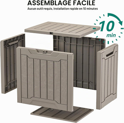  YITAHOME Boîte De Rangement D'extérieur En Résine De 100 Litres, Résistante à L'eau, Boîte De Rangement D'extérieur Pour Oreillers, Matériel De Jardin, Verrouillable En Toute Sécurité, Marron Clair