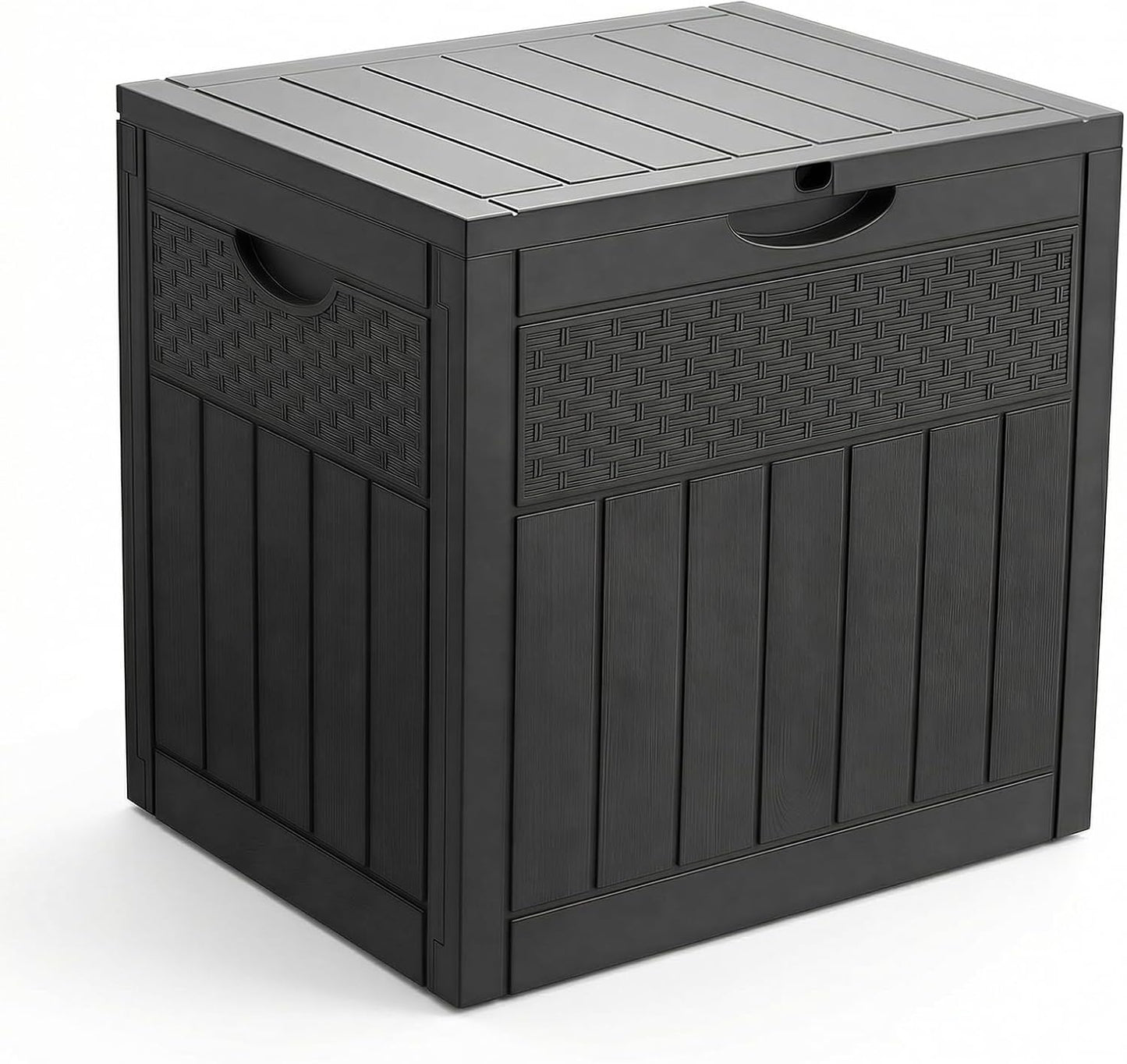  Vounot® Coffre De Rangement Extérieur 126L Boîte De Jardin Étanche Anti UV Couvercle Verrouillable Avec Poignées Encastrées 56 X 43 X 53 Cm Pour Jardin Terrasse Balcon Piscine Effet Polyrotin Noir