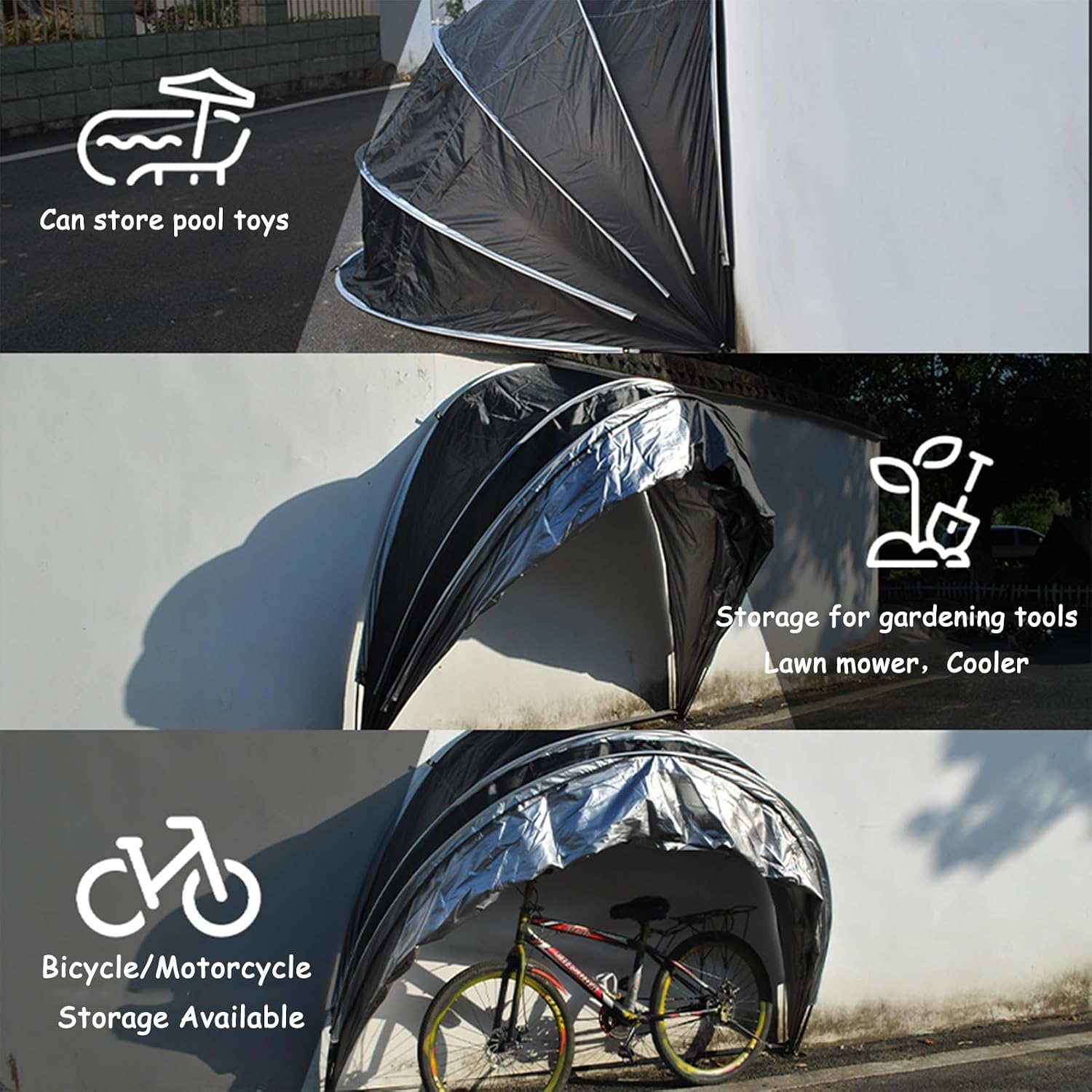 GENERIC Abri à Vélos, Tente De Rangement Extérieure Pour 2 à 5 Vélos Et Motos - Abri De Jardin Résistant Aux Intempéries Pour Tondeuses Et équipements - Abri à Vélos Durable Et Spacieux