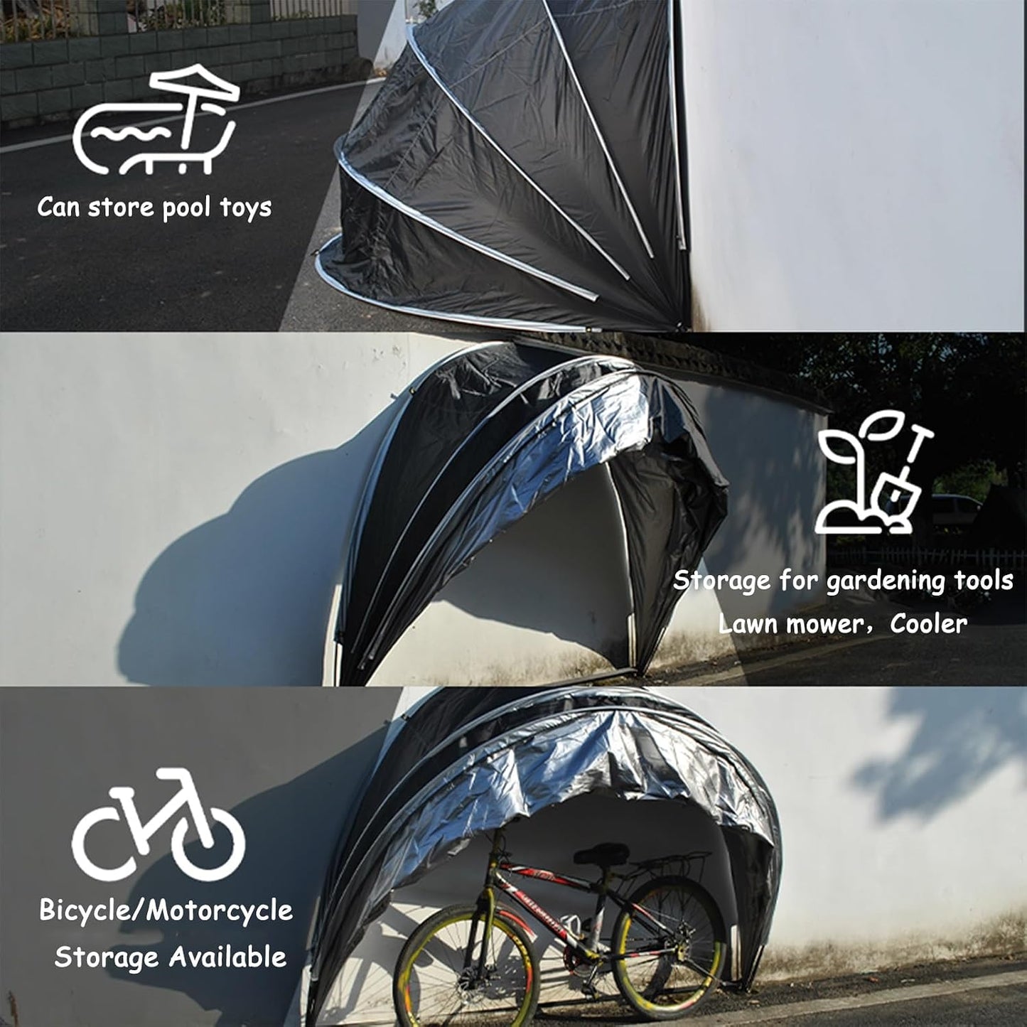 GENERIC Abri De Rangement Pour Vélos, Abri étanche Pour Vélos, Motos, Outils De Jardin Et Tondeuses à Gazon - Solution De Rangement Extérieur Durable Pour Vélos, Abri à Vélos Résistant Aux Intempéri