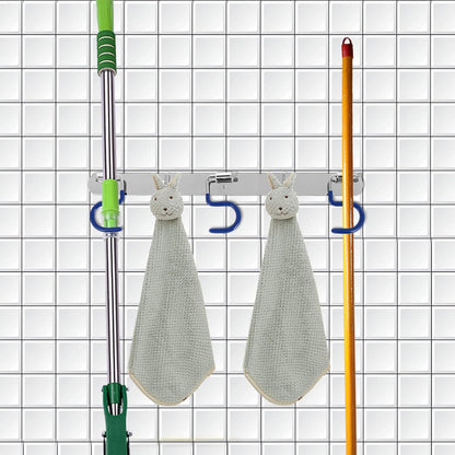  Angoily Support Mural Pour 3 Balais 2 Crochets En Acier Inoxydable 304, Crochet Mural Pratique Pour Serpillières Et Rangement, Pour Salle De Bain Cuisine