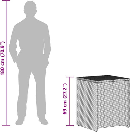  Coffre à Coussins En Acier 55 X 55 X 69 Cm Résistant Aux Intempéries Avec Pieds Réglables, Boîte De Rangement D'extérieur Pour Jardin, Terrasse, Balcon, Imperméable, Boîte De Rangement Stable