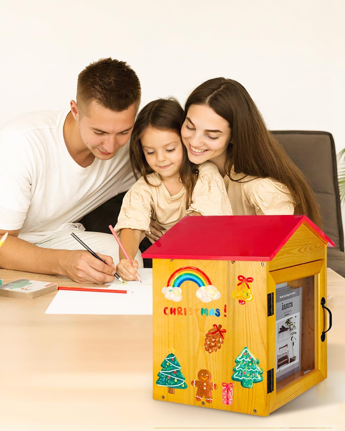  Little Library Box Outdoor – Petite Boîte à Littérature En Bois Avec Toit Rouge Pour Partager Des Livres, De La Littérature Et Des Journaux Dans Les Quartiers, Les Communautés Et Les écoles