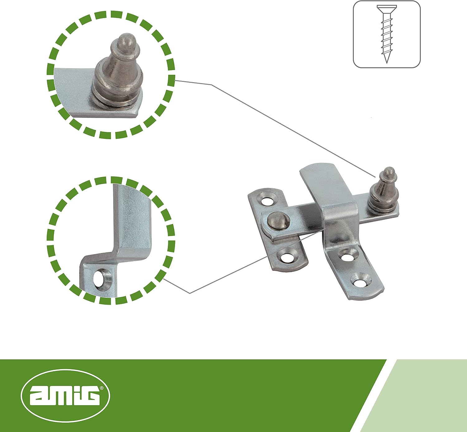  Amig - Shutter Handle With 4 Flap | Security Lock For Windows With Matt Chrome Finish | Rustic Garden & Outdoor Hardware