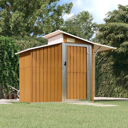  Abri De Jardin Vert En Métal Galvanisé 270x130x208,5 Cm Avec Porte, Aération Et Panneau PC, Rangement Spacieux Pour Outils, Tondeuse, Vélo, Mobilier Extérieur Et Matériel De Jardin