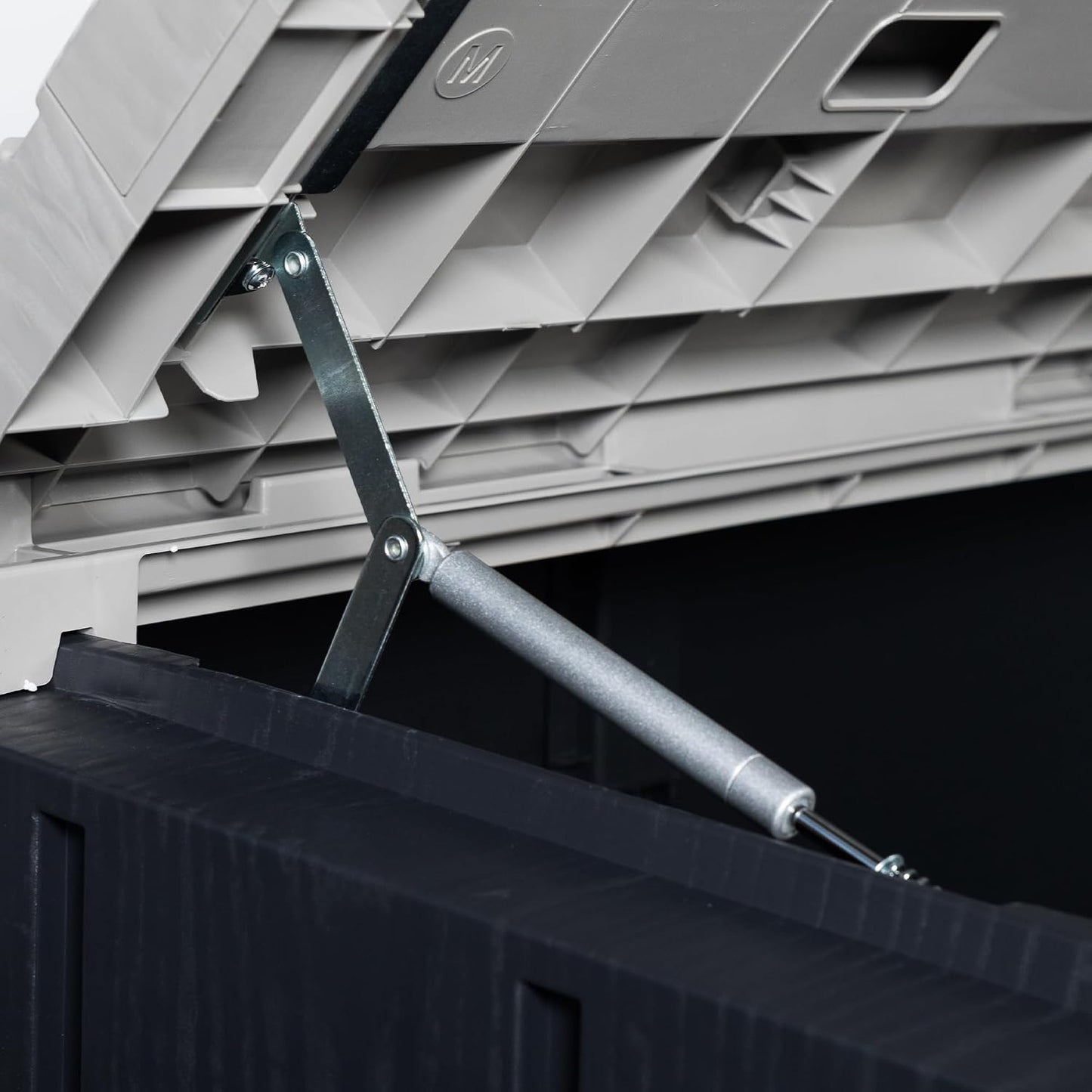  Toomax Stora Way Plus XL Coffre De Rangement Extérieur En Polypropylène Recyclé Avec Effet Bois, Couleur Anthracite/Gris Taupe