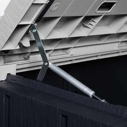  Toomax Stora Way Plus XL Coffre De Rangement Extérieur En Polypropylène Recyclé Avec Effet Bois, Couleur Anthracite/Gris Taupe