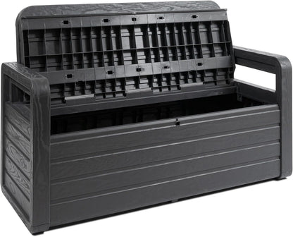  Toomax Coffre Foreverspring Avec Assise 2 Personnes 270 L, En Plastique Effet Bois, Dimensions 132,5 X 58 X 89 Cm, Article 599, Couleur : Anthracite