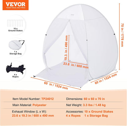  VEVOR Abri De Peinture En Aérosol Portable, Tente De Peinture 152x152x178 Cm, Cabine De Peinture Avec Plancher Intégré, Fenêtre D'Échappement Et Sac De Rangement, Pour Pulvérisation De Peinture Meuble