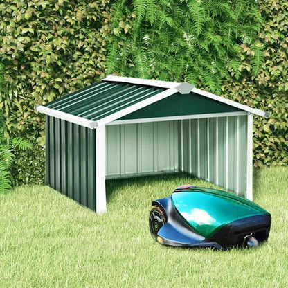  Abri Tondeuse Robot De Jardin 92x97x63 Cm En Acier Galvanisé Vert, Garage Pour Station De Charge Robot Tondeuse Extérieur, Robuste Et Stable Pour Votre