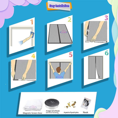  Magnetic Window Insect Screen 90 X 65 Cm, Durable Polyester Mesh Anti-Mosquito Window Curtain With Full Frame Magic Tape And Powerful White Magnets Upgraded Version
