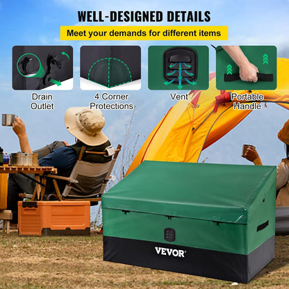  VEVOR Boîte De Rangement D'extérieur En Polyéthylène étanche Avec Cadre Galvanisé, Protection Contre Les Intempéries Et Portable, Pour Camping, Jardin, Piscine Et Cour, Noir Et Vert