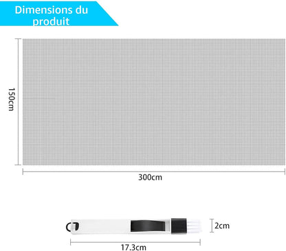  Fillis Window Fly Screen 150 X 300 Cm Fibreglass Insect Screen By The Metre DIY With Cleaning Brush, Mosquito Net For Windows, Balcony Door And Living Room, Grey