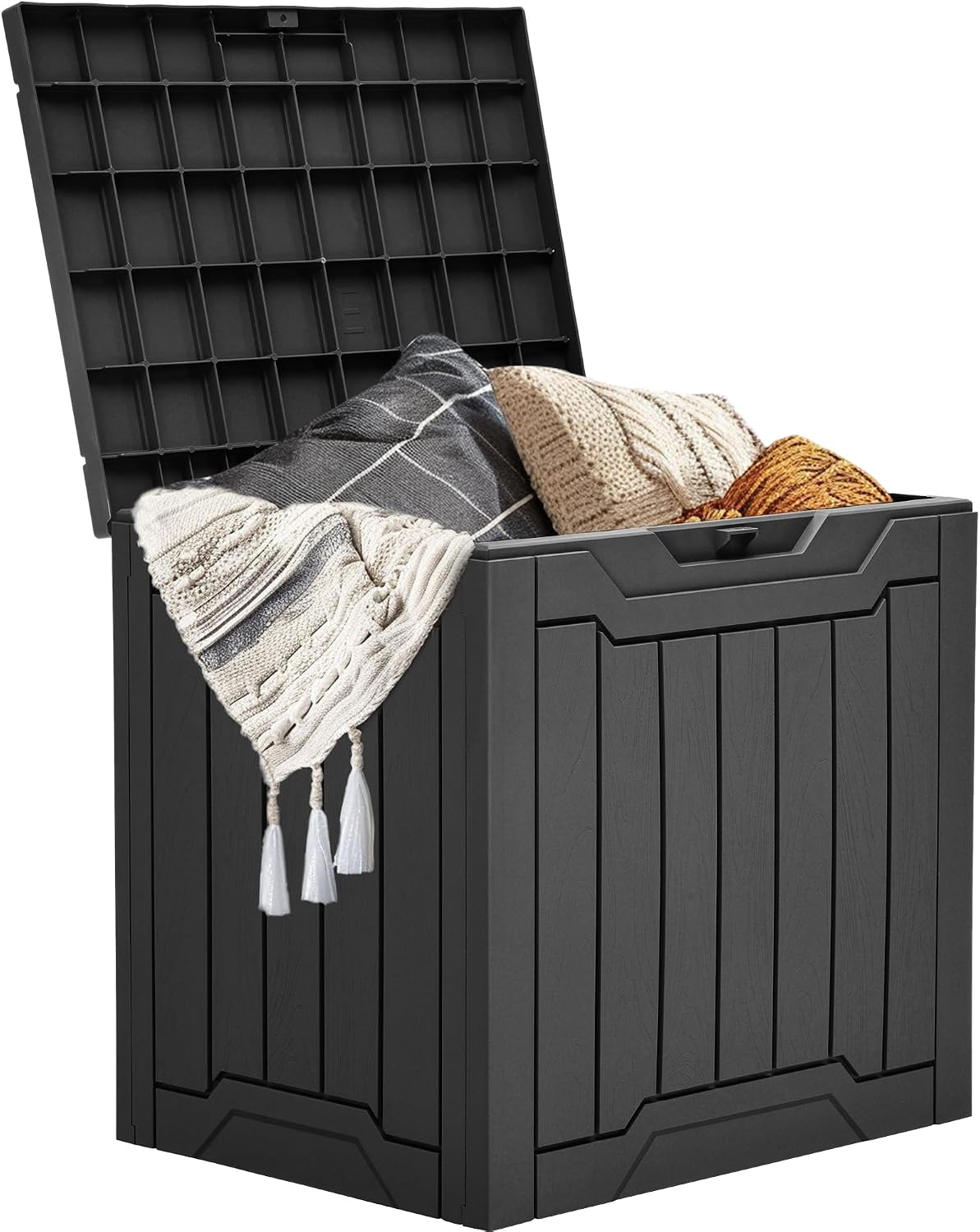  YITAHOME Boîte De Rangement D'extérieur En Résine De 100 Litres, Résistante à L'eau, Boîte De Rangement D'extérieur Pour Oreillers, Matériel De Jardin, Verrouillable En Toute Sécurité, Noir