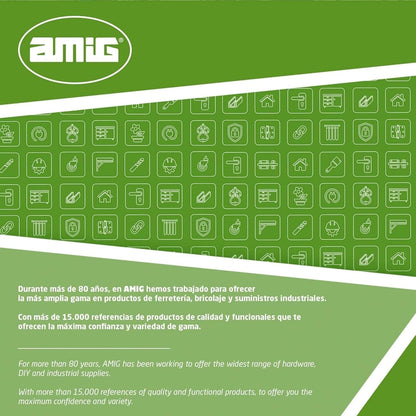  Amig - Security Lock For Sliding Windows Mod.45 | Zip Lock With 2 Keys + Lag Screws For Installation | Steel Black Finish | Dimensions: 53 X 23 Mm