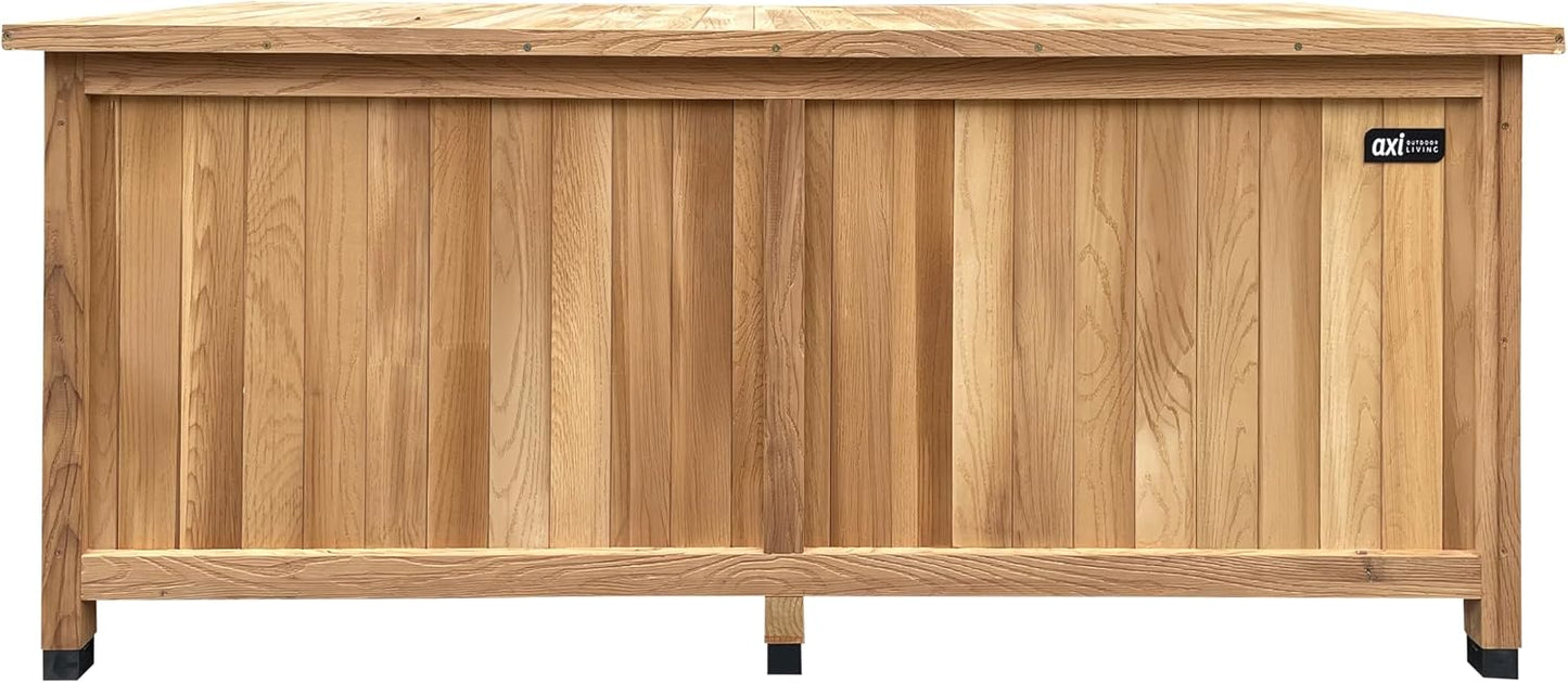  AXI Milo Coffre De Jardin En Bois Brun - 160 X 70 X 120 Cm | Coffre De Rangement Sous Un Abri Ou à L’intérieur Avec Fond Et Serrure | Meuble Exterieur Rangement Outils De Jardinage/Coussins