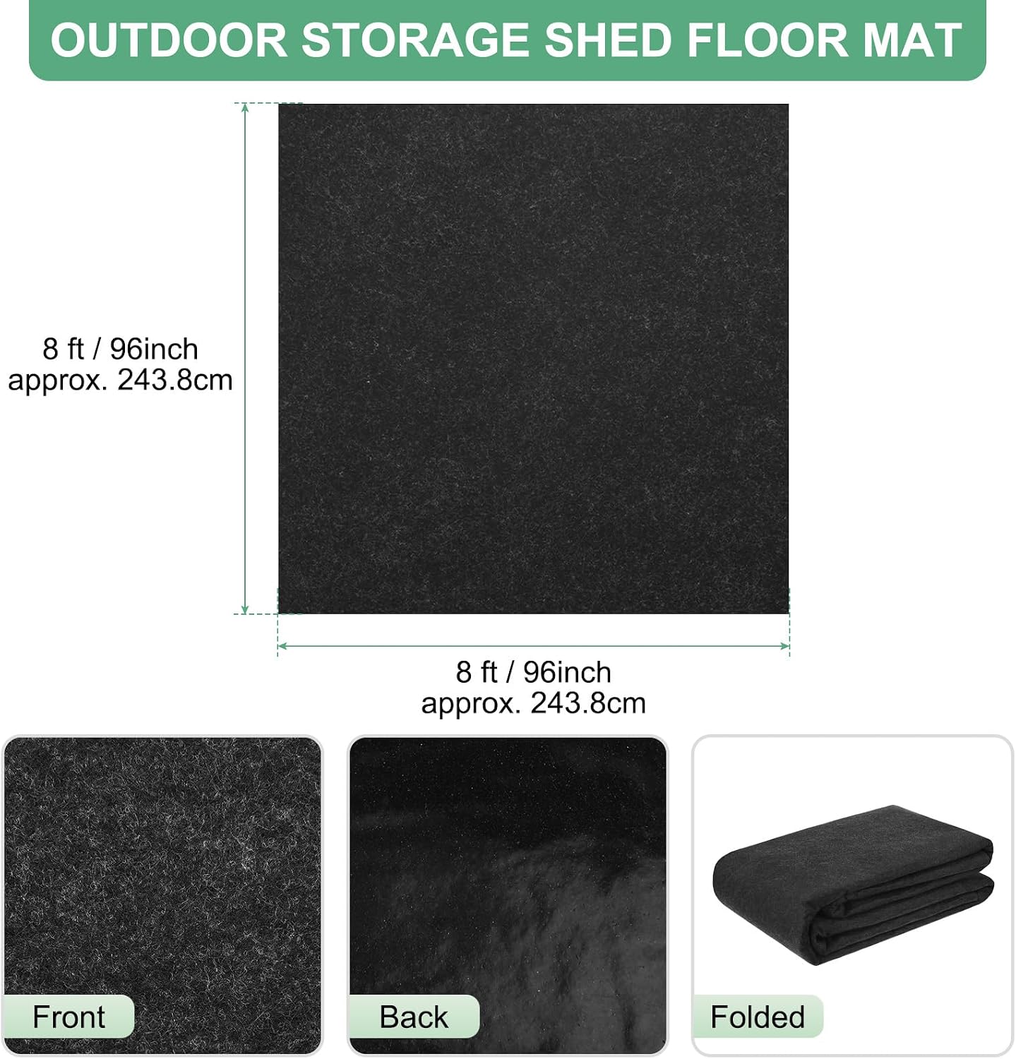  M METERXITY Tapis D'abri De Jardin De Rangement Extérieur, 2,4 X 2,4 M, Petit Tapis De Sol Imperméable Pour Meubles De Terrasse, Protection De Sol De L'usure, Liquide, Poussière, Huile, Tapis D'abri