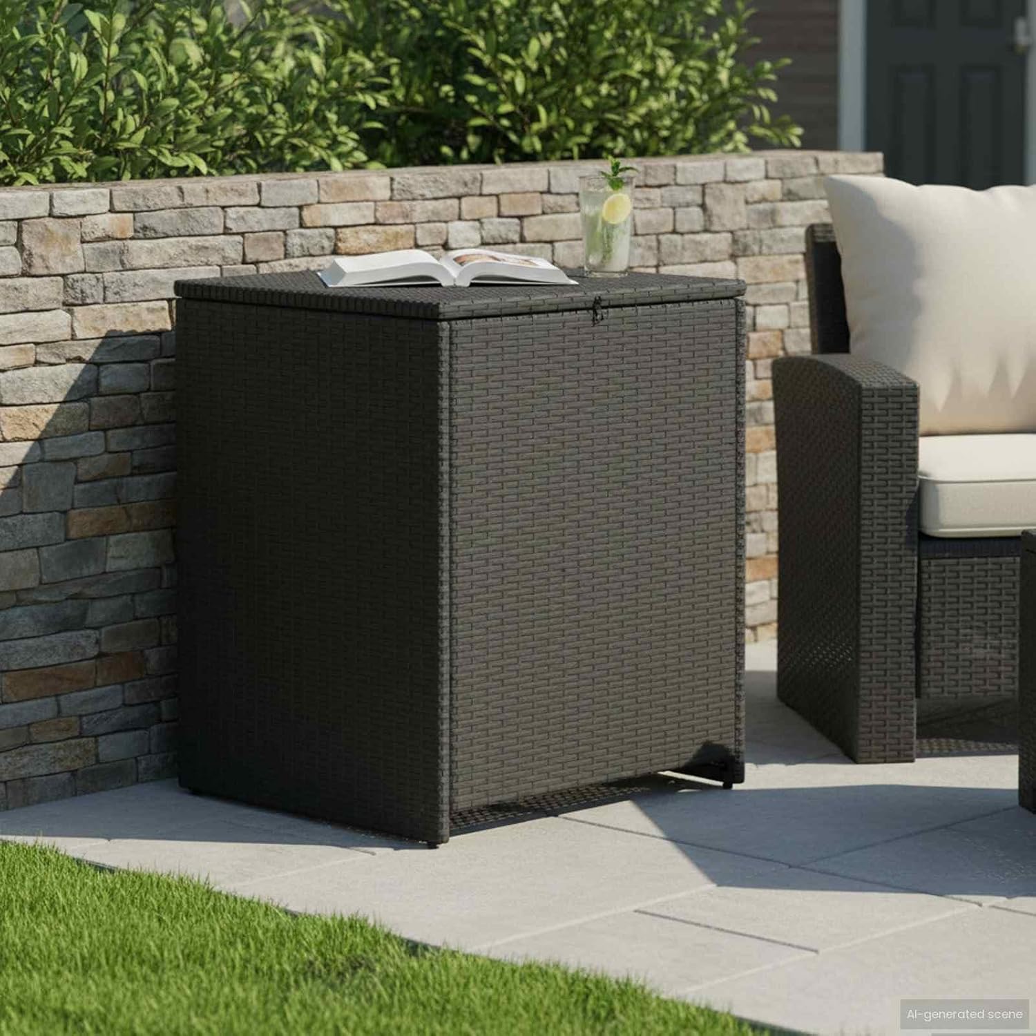  Coffre à Coussins En Acier 55 X 55 X 69 Cm Résistant Aux Intempéries Avec Pieds Réglables, Boîte De Rangement D'extérieur Pour Jardin, Terrasse, Balcon, Imperméable, Boîte De Rangement Stable