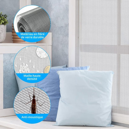  Fillis Window Fly Screen 150 X 300 Cm Fibreglass Insect Screen By The Metre DIY With Cleaning Brush, Mosquito Net For Windows, Balcony Door And Living Room, Grey