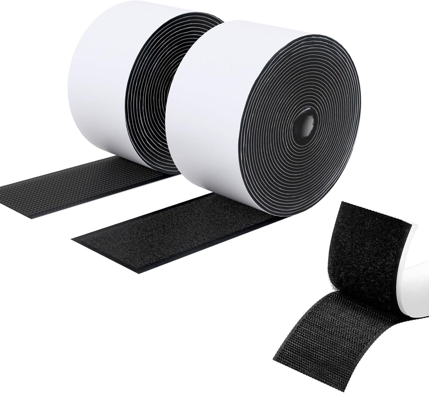  Double Sided Hook And Loop Tape, 20MM X 8M Self Adhesive Tape, Heavy Duty Tape, Interlocking Tape For Photo Frame, Mosquito Net, Carpet, DIY - White