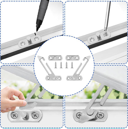  Artibetter 4 Pièces Limiteur De Sécurité D'angle D'ouverture En Acier Inoxydable Argenté, Bloque Fenêtre Coulissante Réutilisable Friction Renforcée Pour Sécurité Garçon Et Filles
