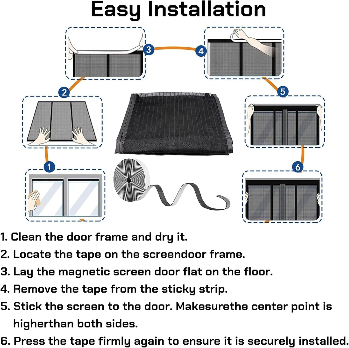  Moustiquaire Magnétique Pour Fenetre 138 X 67 Cm Puissants Aimants, Anti Insecte Moustiquaire De Balcon Sans Perçage, Avec Bande Magique Pour Chambre Salon Cuisine, Noir