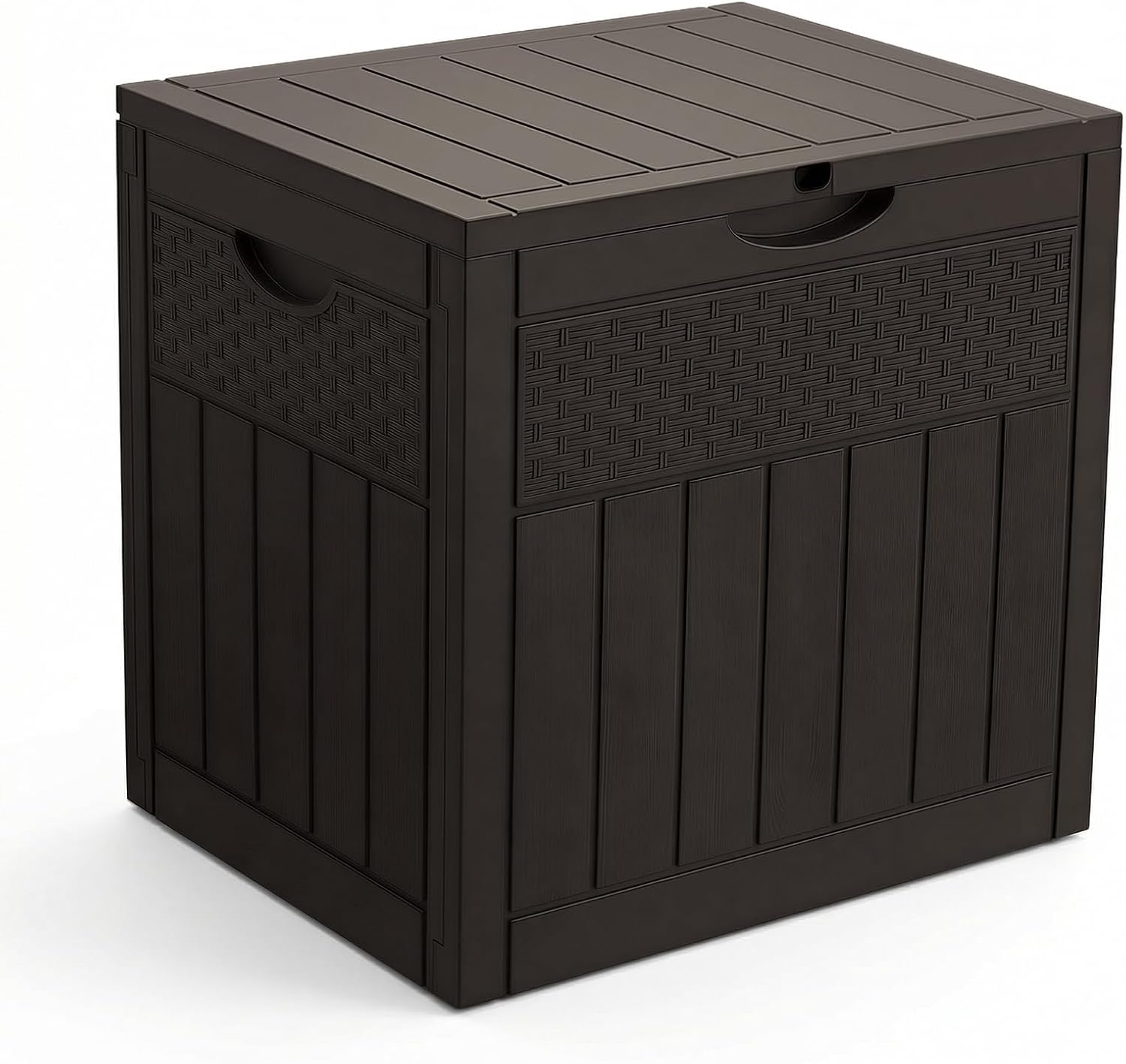  Vounot® Coffre De Rangement Extérieur 126L Boîte De Jardin Étanche Anti UV Couvercle Verrouillable Avec Poignées Encastrées 56 X 43 X 53 Cm Pour Jardin Terrasse Balcon Piscine Effet Polyrotin Marron