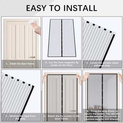 Mosquito Net Window Curtain 73 X 113 Cm (W X H) Anti-Mosquito Automatic Closing No Drilling Fine Mesh Made To Measure For Balcony Doors, Cellar Doors, White