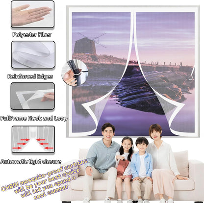  Mosquito Net Window 78 X 100 Cm Magnetic Seal Top And Bottom With Automatic Closure Magnetic Mosquito Net Curtain For Windows Of Various Types, White