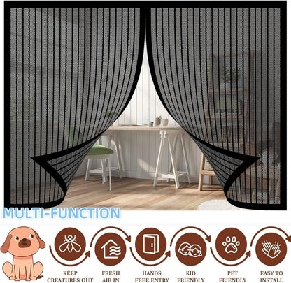  Magnetic Window Mosquito Net 57 X 110 Cm Top And Bottom With Automatic Magnetic Closure Mosquito Net For Windows Of Various Types, Black