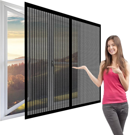  Mosquito Net Window 119 X 100 Cm Roll-Up Magnetic Automatic Stop For Types Of Windows, Black