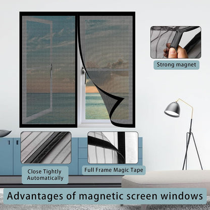 Mosquito Net Window 138 X 118 Cm Extendable Fibreglass Mesh Automatic Closure And Detachable For Living Room Window, White