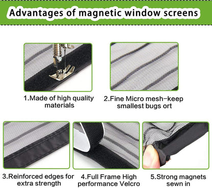 Window Mosquito Net 115 X 95 Cm With Magnets, Anti-Mosquito Magic Tape For Most Types Of Windows, White