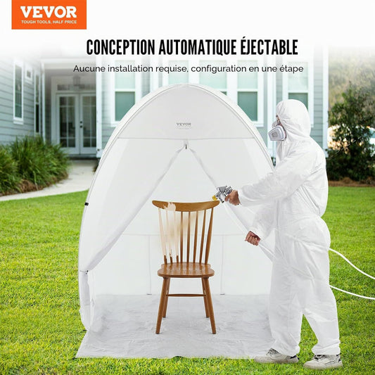 VEVOR Abri De Peinture En Aérosol Portable, Tente De Peinture 152x152x178 Cm, Cabine De Peinture Avec Plancher Intégré, Fenêtre D'Échappement Et Sac De Rangement, Pour Pulvérisation De Peinture Meuble