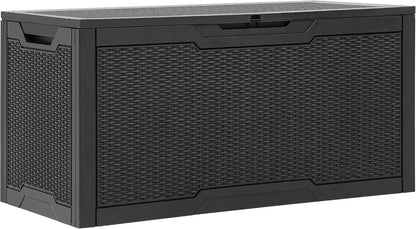  YITAHOME Boîte De Rangement En Résine De 370 Litres, Résistante Aux Intempéries, Verrouillable Pour Intérieur Et Extérieur Pour Fournitures Et Articles Essentiels, Taupe