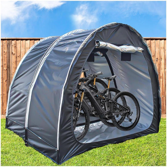 GENERIC Tente De Rangement Pour Vélo, Lot De 2 Housses De Vélo, Tente Noire Pour Le Rangement Extérieur, Protection Imperméable Et Coupe-Vent Contre La Pluie, La Neige Et Les Intempéries, Conception