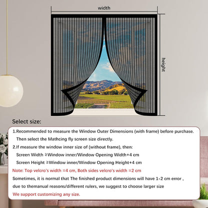  Diy Adjustable Magnetic Mosquito Net 113 X 117 Cm Insect Screen Window With Adhesive Strip Easy To Install No Drilling For Window Types, Black