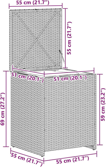  Coffre à Coussins En Acier 55 X 55 X 69 Cm Résistant Aux Intempéries Avec Pieds Réglables, Boîte De Rangement D'extérieur Pour Jardin, Terrasse, Balcon, Imperméable, Boîte De Rangement Stable