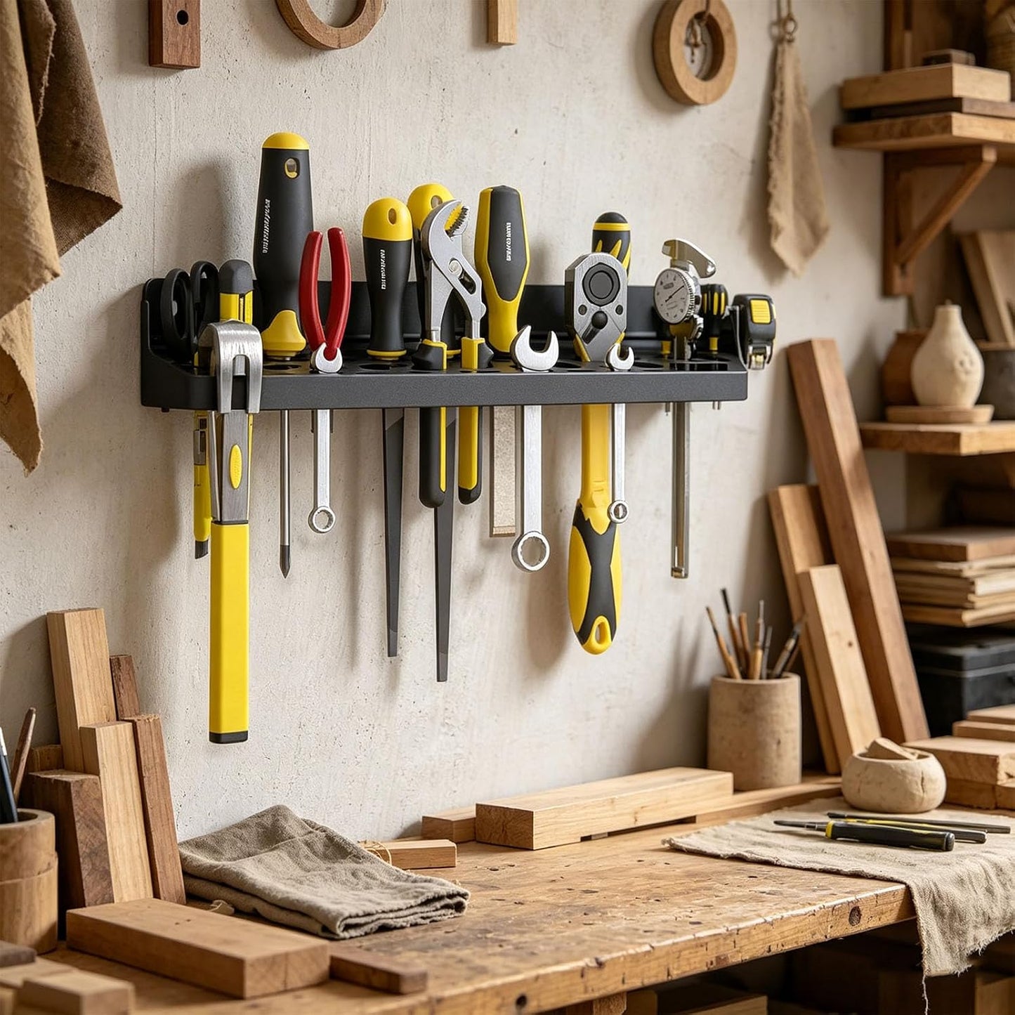  Étagère De Rangement Murale à 51 Trous En Acier Carbone Robuste Pour Outils Et Accessoires