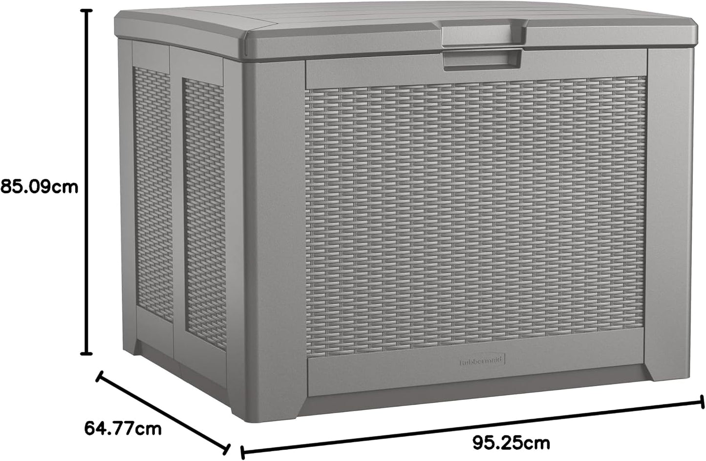  Rubbermaid Coffre De Terrasse D'extérieur Facile à Installer - Taille M - Résistant Aux Intempéries - Gris - Pour Pelouse, Jardin, Piscine, Rangement D'outils, Organisation De La Maison