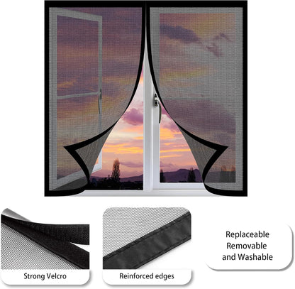  Mosquito Net Window Without Drilling 153 X 123 Cm Magnetic Window Curtain With Automatic Stop For Bay Window Sliding Window, Black