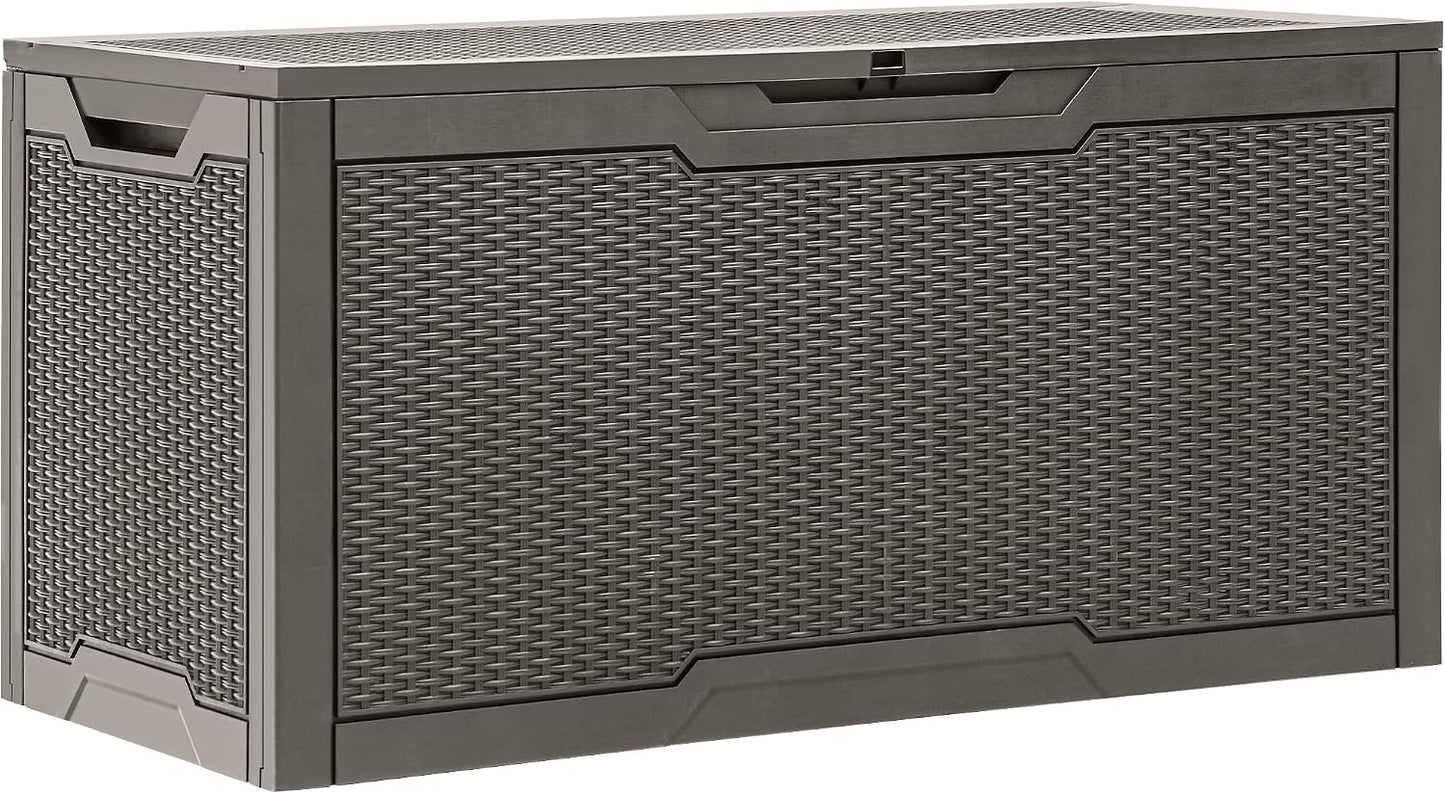  YITAHOME Boîte De Rangement En Résine De 370 Litres, Résistante Aux Intempéries, Verrouillable Pour Intérieur Et Extérieur Pour Fournitures Et Articles Essentiels, Taupe