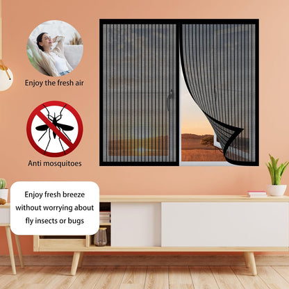  Magnetic Insect Screen Door Window Curtain 138 X 167 Cm Easy Installation For Living Room Window Black