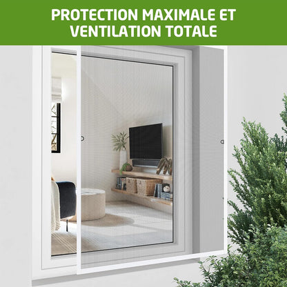  Amig - Moustiquaire Fixe Pour Fenêtre - 120 X 140 Cm - Cadre En Aluminium Blanc - Maille En Fibre De Verre Grise - Installation Avec Vis - Ventilation Avec Protection Contre Les Insectes - Mod. MF01