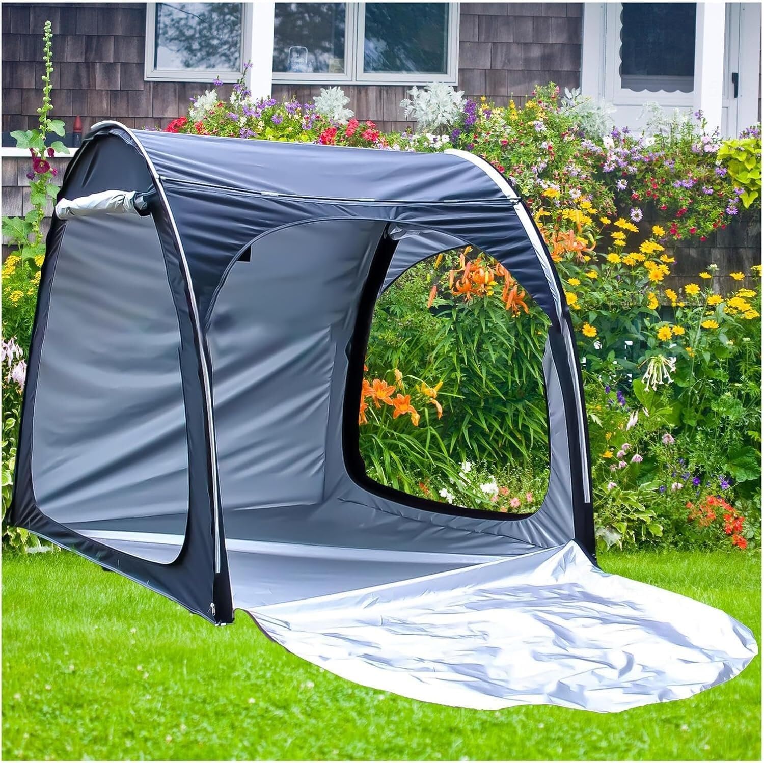 GENERIC Abri à Vélos, Tente De Rangement Extérieur Pour 2 à 5 Vélos Et Motos - Rangement Emboîtable - Protection Imperméable Et Durable - Abri à Vélos Argenté Pour Toutes Conditions Météorologiques