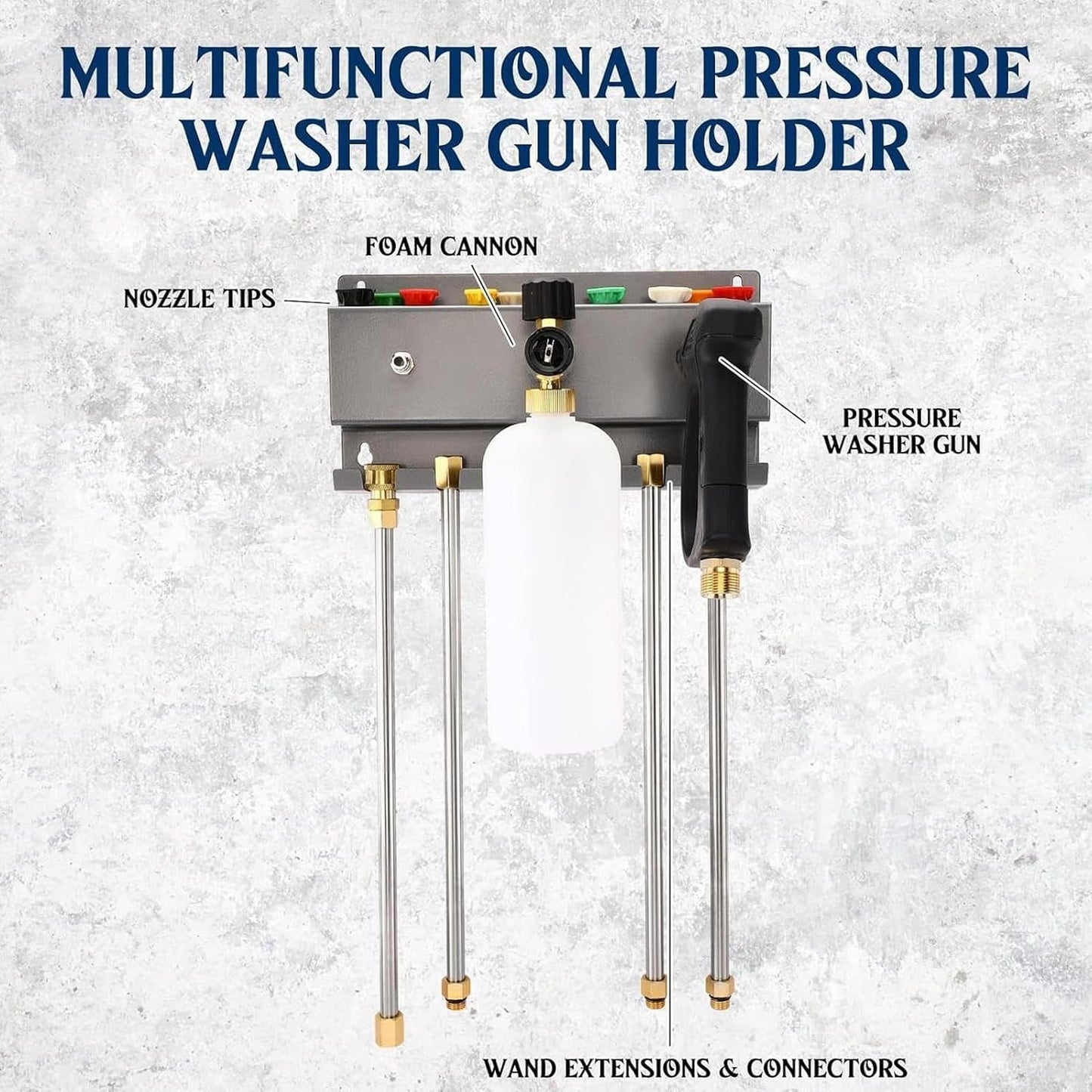  Support De à Mousse, Support De Rangement Mural Pour Lavage De Voiture, Support Mural Pour Outils De Nettoyage Avec Cadre En Métal Solide, Support D'accessoires De Lavage Automatique, Support De