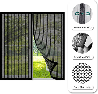  Magnetic Insect Screen Door Window Curtain 138 X 167 Cm Easy Installation For Living Room Window Black