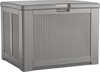  Rubbermaid Coffre De Terrasse D'extérieur Facile à Installer - Taille M - Résistant Aux Intempéries - Gris - Pour Pelouse, Jardin, Piscine, Rangement D'outils, Organisation De La Maison